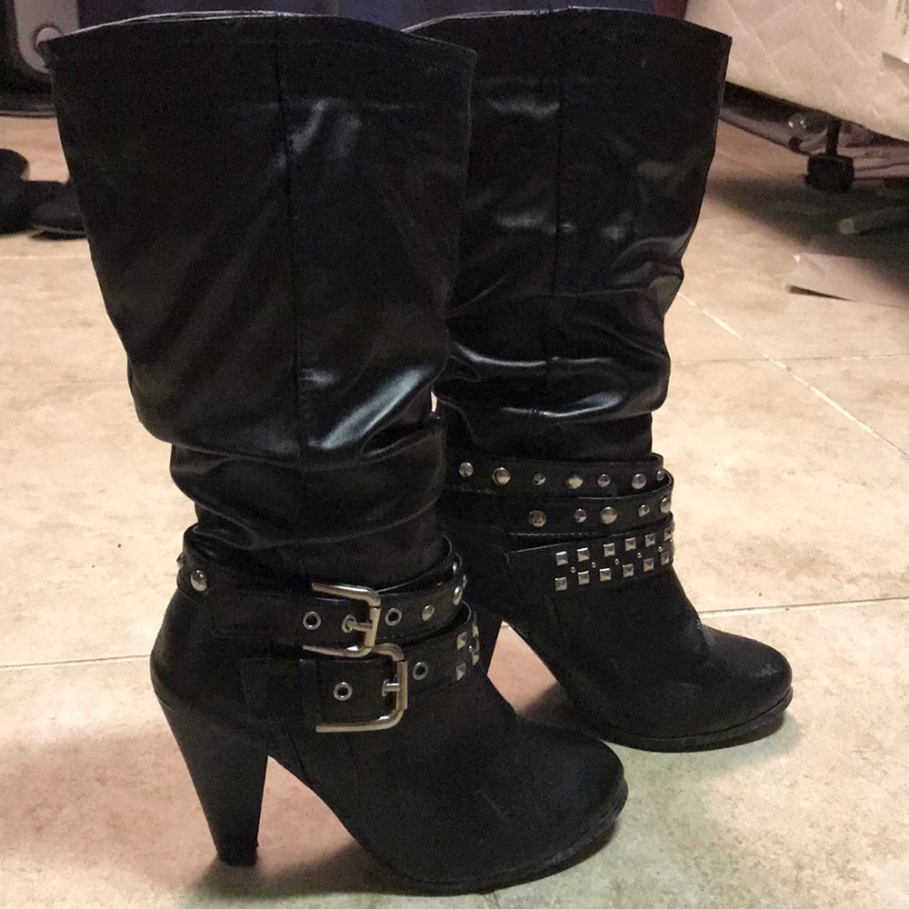 Black belted boots